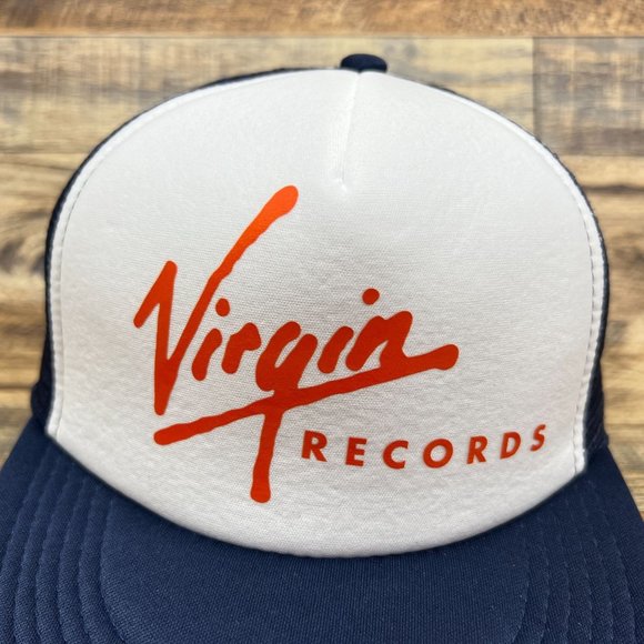 Retro 1978 Virgin Records Mens Trucker Hat Navy Snapback Mesh Baseball Cap - Picture 2 of 7